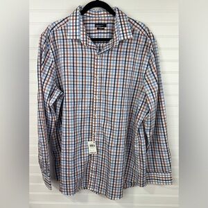 Bar III men’s red, white, blue plaid button down slim fit  Shirt. NWT. Size XL